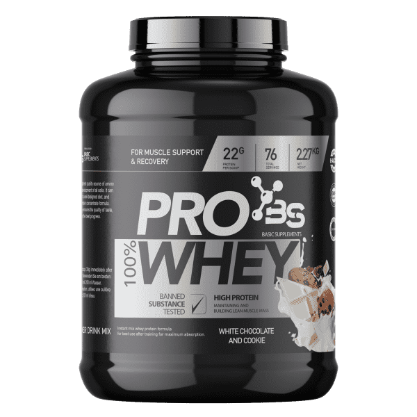 PRO WHEY 2.27KG BASIC SUPPLEMENTS white chocolate and cookie